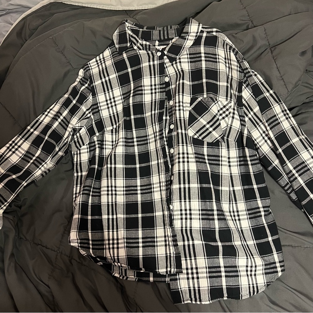 Oversized Black and White Flannel